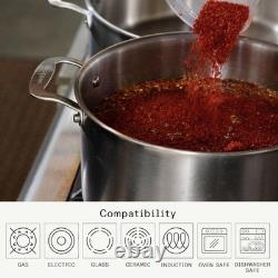 Batterie de cuisine marmite en acier inoxydable de 6 litres avec couvercle, acier inoxydable à 5 plis
