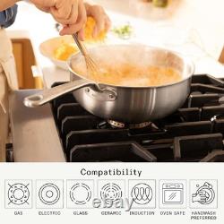 Batterie de cuisine, sauteuse en acier inoxydable de 3 pintes, 5 couches, revêtement en acier inoxydable professionnel