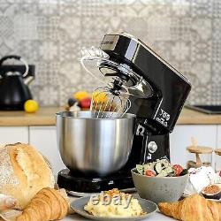 Batteur sur socle avec bol en acier inoxydable de 5 litres, crochet à pâte, batteur de mélange et fouet