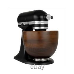 Bol de mélange en bois de noyer de 5 quarts pour robots pâtissiers, base verrouillable en acier inoxydable