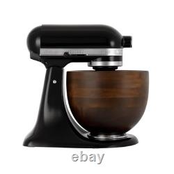 Bol de mélange en bois de noyer de 5 quarts pour robots pâtissiers, base verrouillable en acier inoxydable