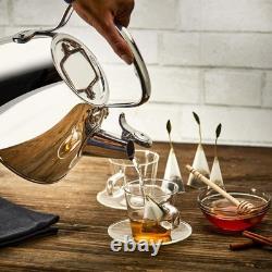 Bouilloire en inox élégante de 2 quarts, compatible lave-vaisselle et prête pour induction