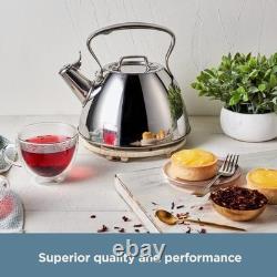 Bouilloire en inox élégante de 2 quarts, compatible lave-vaisselle et prête pour induction