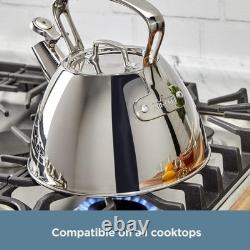 Bouilloire en inox élégante de 2 quarts, compatible lave-vaisselle et prête pour induction