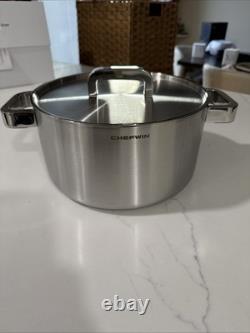 CHEFWIN Marmite à soupe en acier inoxydable à 5 couches de 6 quarts avec couvercle, compatible avec toutes les plaques de cuisson