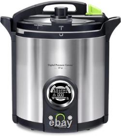 Canner numérique automatique élégant en acier inoxydable de 17 pintes avec guide de recettes