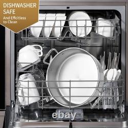 Casserole Rondeau en Acier Inoxydable à Triple Épaisseur de 7 Quart avec Couvercle, Poêle à Braiser de 12 pouces