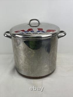 Casserole Vintage Revere Ware de 20 litres en acier inoxydable. Fond en cuivre. Rome NY