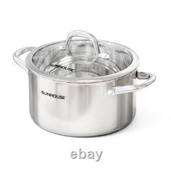 Casserole à bouillon en acier inoxydable 12 quarts avec couvercle, entièrement gainée 12 quarts