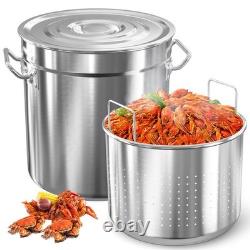 Casserole à fruits de mer en acier inoxydable de 74 pintes avec couvercle, pour crabe, homard et crevettes