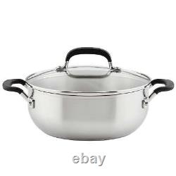 Casserole à induction en acier inoxydable avec couvercle, 4 litres, acier inoxydable brossé