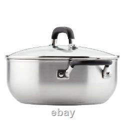 Casserole à induction en acier inoxydable avec couvercle, 4 litres, acier inoxydable brossé