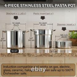 Casserole à pâtes Cooks Standard en acier inoxydable 18/10 de 12 quarts, cuiseur à spaghetti