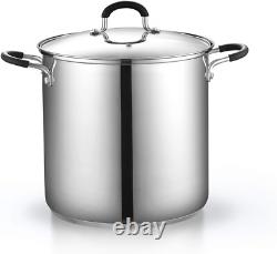 Casserole à pâtes en acier inoxydable 4 pièces avec vapeur, 12 quarts, argent