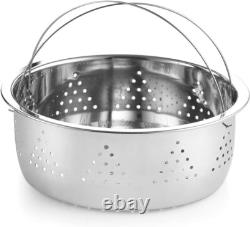 Casserole à pâtes en acier inoxydable 4 pièces avec vapeur, 12 quarts, argent