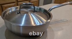 Casserole à sauter en acier inoxydable avec couvercle 3 qt batterie de cuisine multicouche fabriquée en acier inoxydable