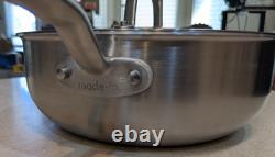 Casserole à sauter en acier inoxydable avec couvercle 3 qt batterie de cuisine multicouche fabriquée en acier inoxydable