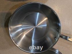 Casserole à sauter en acier inoxydable avec couvercle 3 qt batterie de cuisine multicouche fabriquée en acier inoxydable