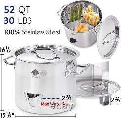 Casserole à vapeur en acier inoxydable de 52 quarts, avec séparateur et grille, 13 gallons