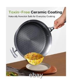 Casserole avec couvercle en acier inoxydable 5 couches, petite casserole de 3 quarts pour sauces