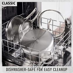 Casserole classique de 3,5 litres avec couvercle, en acier inoxydable, passe au lave-vaisselle.