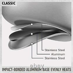 Casserole classique en acier inoxydable, 3,5 litres, aluminium à impact 3,5 QT