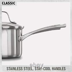 Casserole classique en acier inoxydable, 3,5 litres, aluminium à impact 3,5 QT