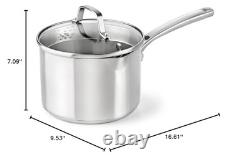 Casserole classique en acier inoxydable, 3,5 litres, aluminium à impact 3,5 QT