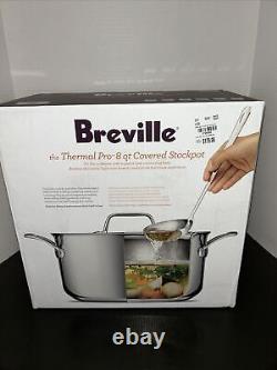 Casserole couverte Breville Thermal Pro Tri-Ply de 8 litres en acier inoxydable NEUVE