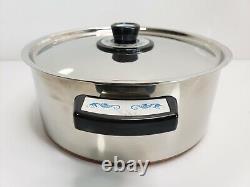 Casserole de 5 quarts en acier inoxydable vintage Revereware revêtue de cuivre