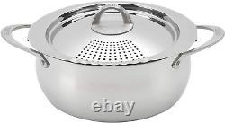 Casserole de 6 quarts avec couvercle égouttoir, pot ovale allongé en acier inoxydable pour lo