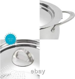 Casserole de 6 quarts avec couvercle égouttoir, pot ovale allongé en acier inoxydable pour lo