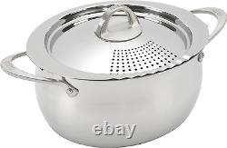 Casserole de 6 quarts avec couvercle égouttoir, pot ovale allongé en acier inoxydable pour lo