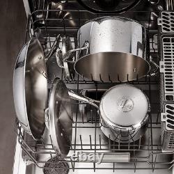 Casserole de 8 quarts avec couvercle, casserole à pâtes prête pour induction en acier inoxydable à triple épaisseur