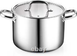 Casserole en Acier Inoxydable Cook N Home 8 Quarts, Triple Épaisseur, Argent