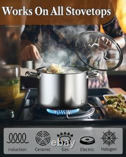 Casserole en Acier Inoxydable Cook N Home 8 Quarts, Triple Épaisseur, Argent