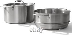 Casserole en Acier Inoxydable de 8 Quart avec Panier Vapeur Inséré 5 P