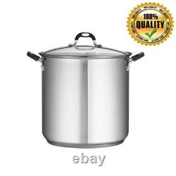Casserole en acier inoxydable 22-quarts avec couvercle, durable et ergonomique pour la cuisine, États-Unis