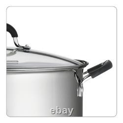 Casserole en acier inoxydable 22-quarts avec couvercle, durable et ergonomique pour la cuisine, États-Unis