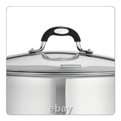 Casserole en acier inoxydable 22-quarts avec couvercle, durable et ergonomique pour la cuisine, États-Unis