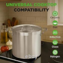 Casserole en acier inoxydable 24 quarts, marmite robuste à induction 24 quarts