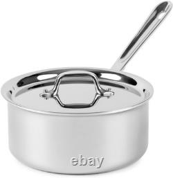 Casserole en acier inoxydable 3 couches All-Clad D3 avec couvercle 3 quarts, induction, four