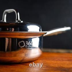 Casserole en acier inoxydable 360 Cookware GRANDE de 2 quarts avec couvercle TRÈS BON ÉTAT