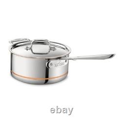 Casserole en acier inoxydable 5 couches avec noyau en cuivre 3 quarts argent/métallique