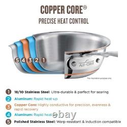 Casserole en acier inoxydable 5 couches avec noyau en cuivre 3 quarts argent/métallique