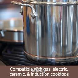 Casserole en acier inoxydable 5 couches avec noyau en cuivre 3 quarts argent/métallique