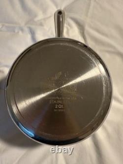 Casserole en acier inoxydable All-Clad avec couvercle 2 quarts fabriquée aux États-Unis