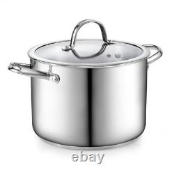 Casserole en acier inoxydable Cooks Standard de 8 pintes avec couvercle en verre, grande cocotte hollandaise