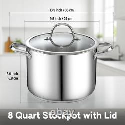 Casserole en acier inoxydable Cooks Standard de 8 pintes avec couvercle en verre, grande cocotte hollandaise