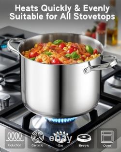 Casserole en acier inoxydable Cooks Standard de 8 pintes avec couvercle en verre, grande cocotte hollandaise